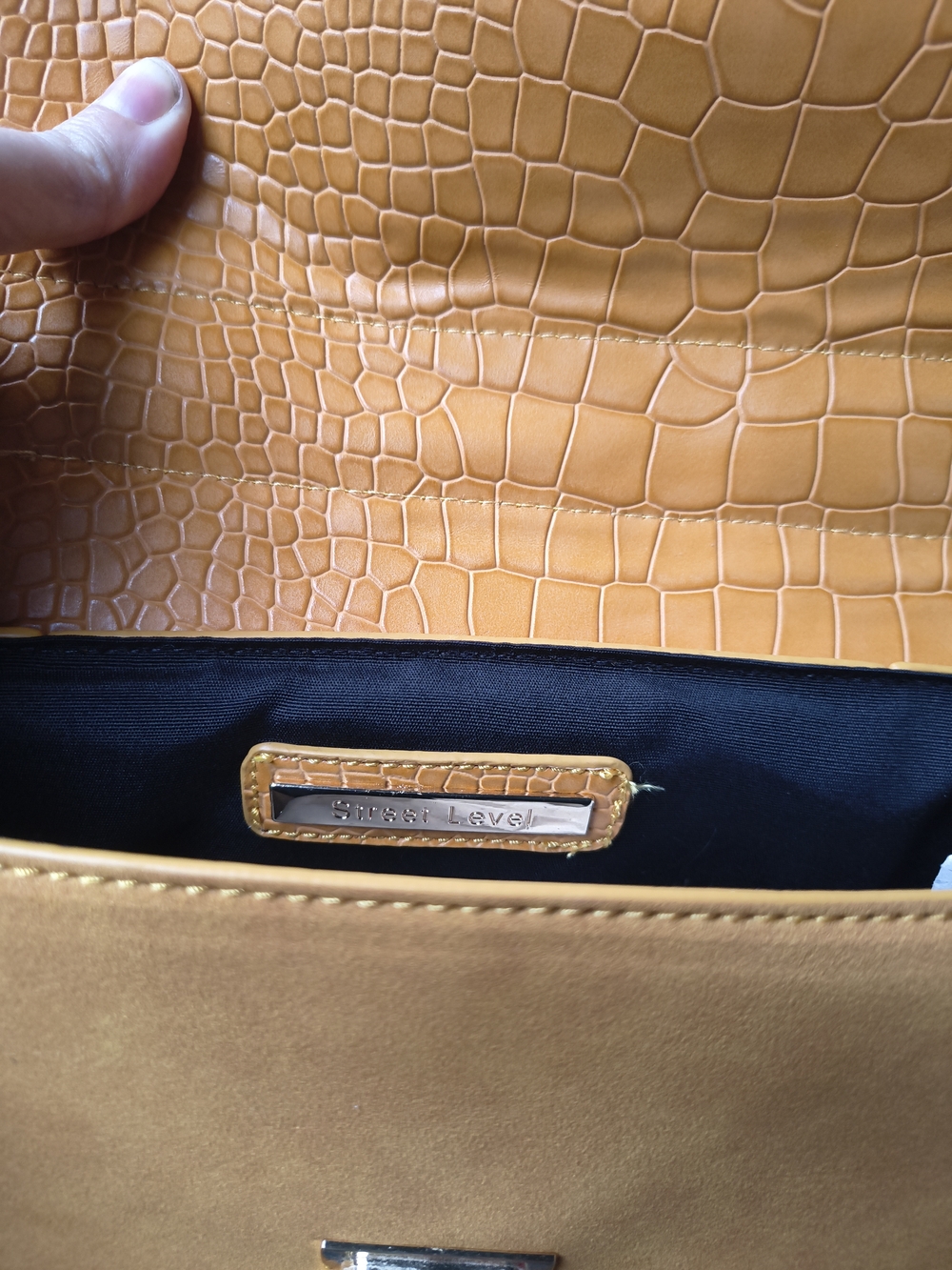 Free People Mustard Yellow Croc-Embossed Crossbody Bag - Picture 13 of 13